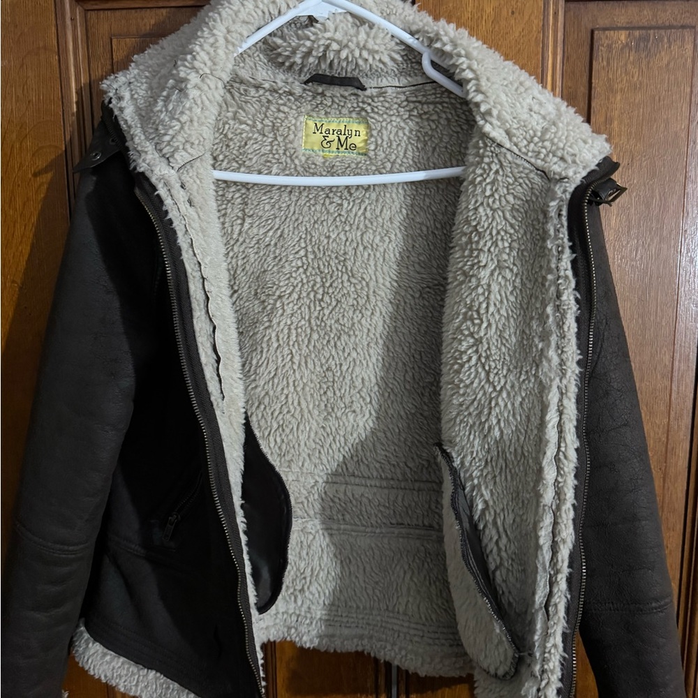 Women’s Polyester Shearling Jacketbrown Motorcycl… - image 8